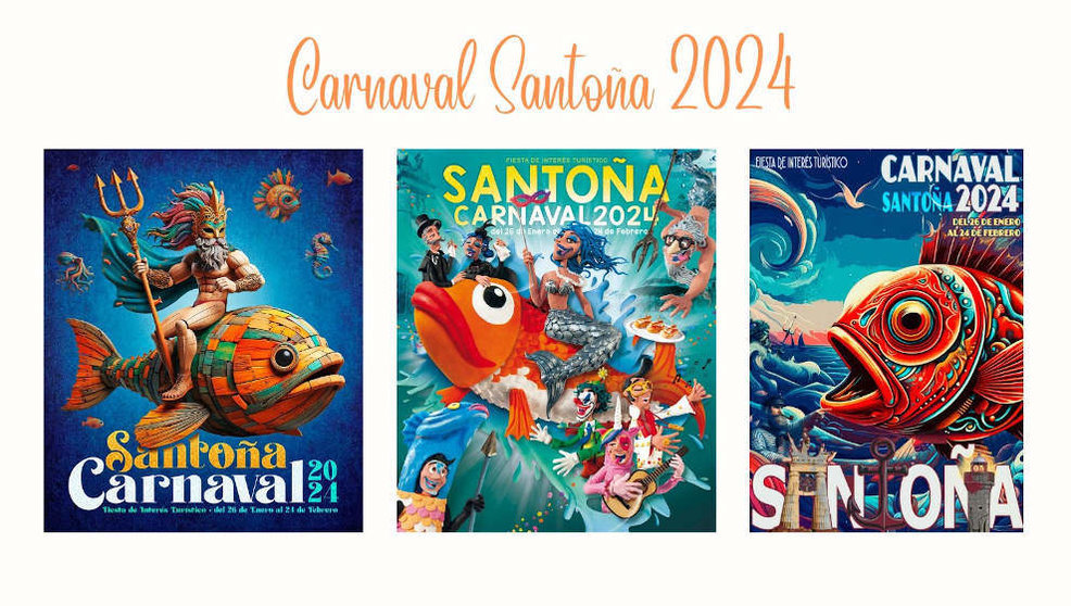 Carteles finalistas para ser la imagen de los Carnavales de Santoña 2024