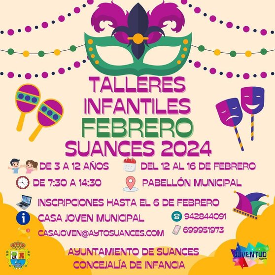 Cartel talleres infantiles del Ayuntamiento de Suances