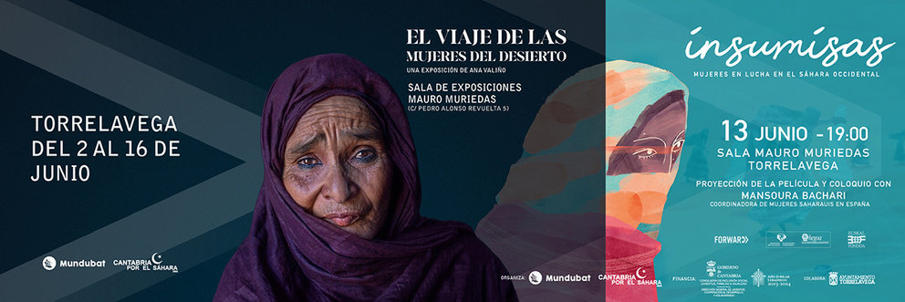Cartel de las iniciativas de Fundación Mundubat y Cantabria por el Sáhara en Torrelavega