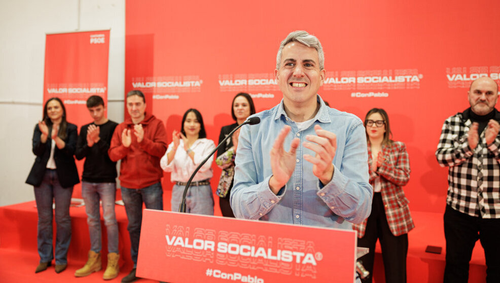 El secretario general del PSOE, Pablo Zuloaga, durante la presentación de su candidatura a su tercer mandato