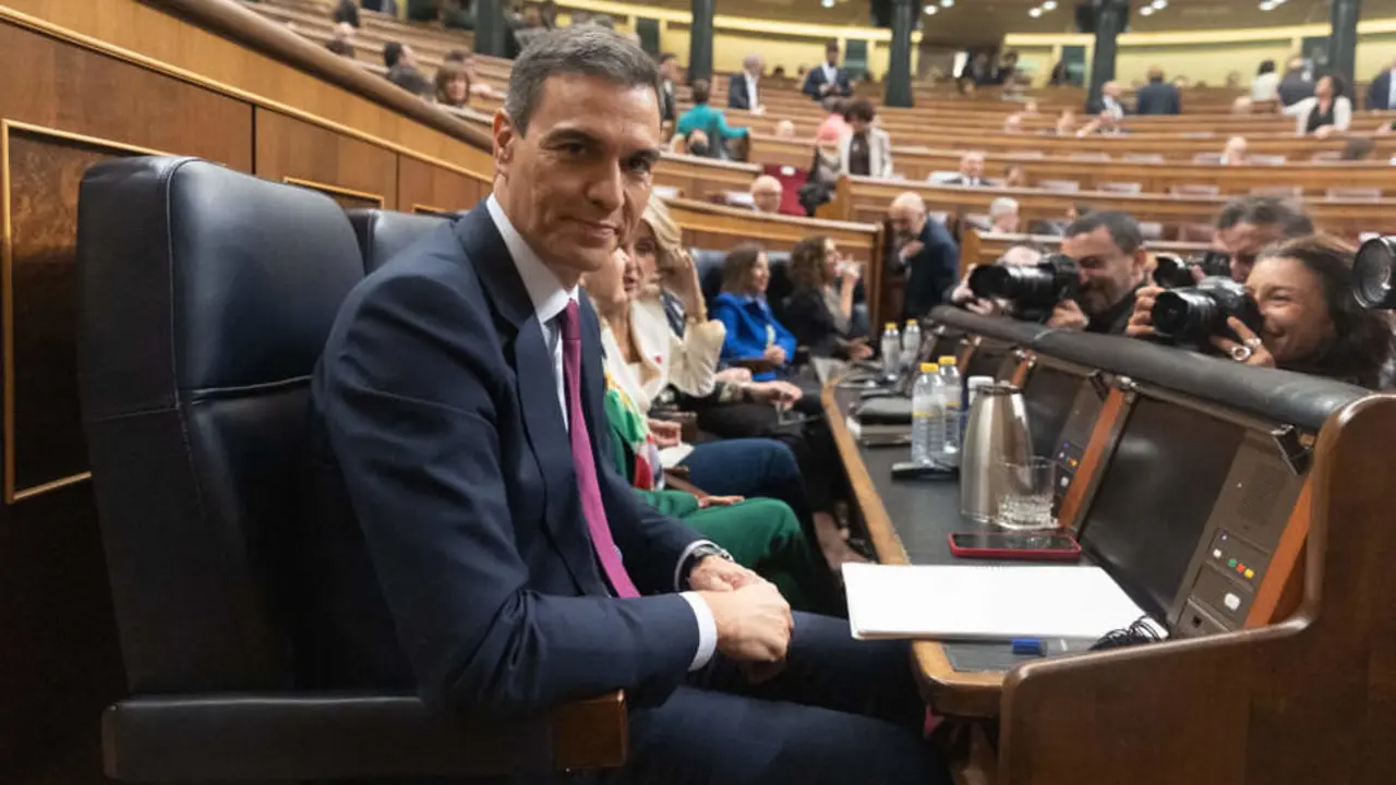 El presidente del Gobierno, Pedro Sánchez, en el debate de investidura