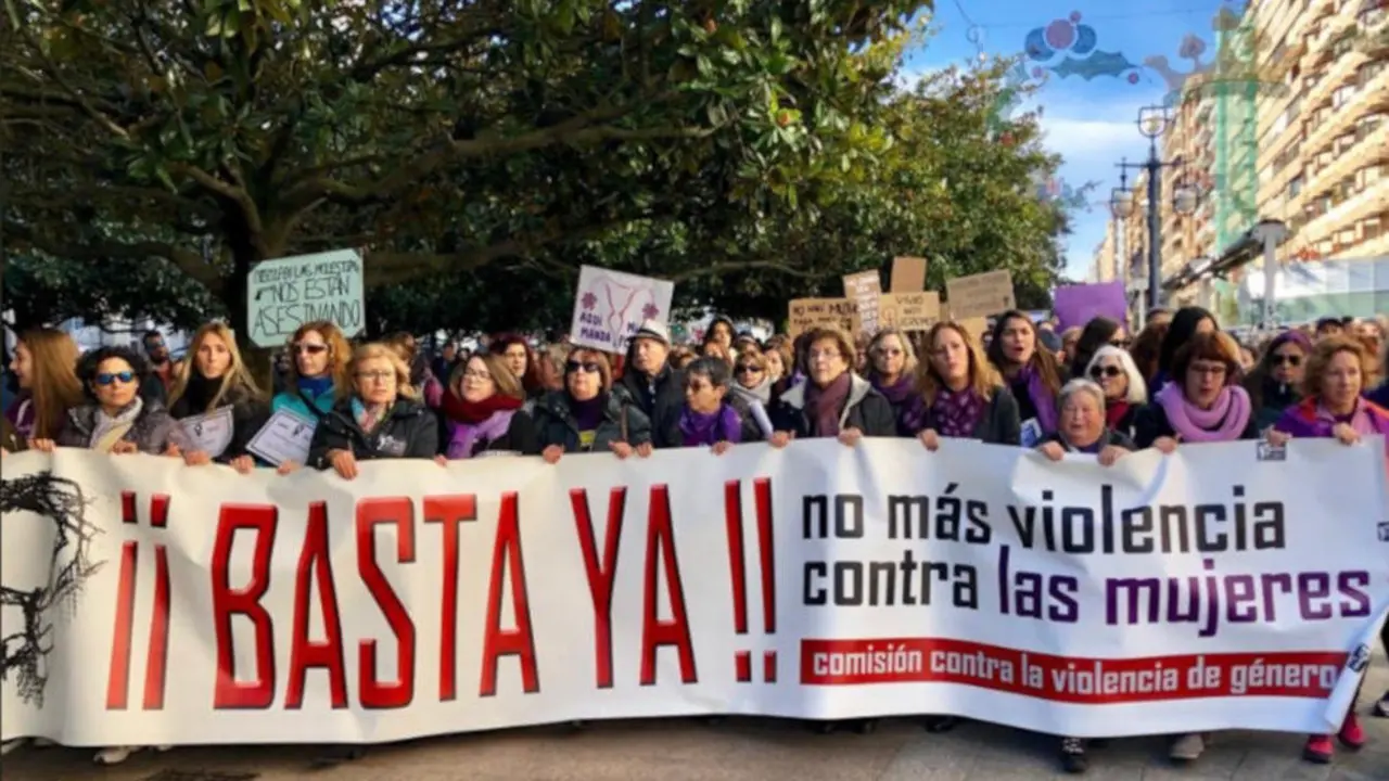 Cabecera de la manifestación del Día Internacional contra la Violencia de Género en Santander