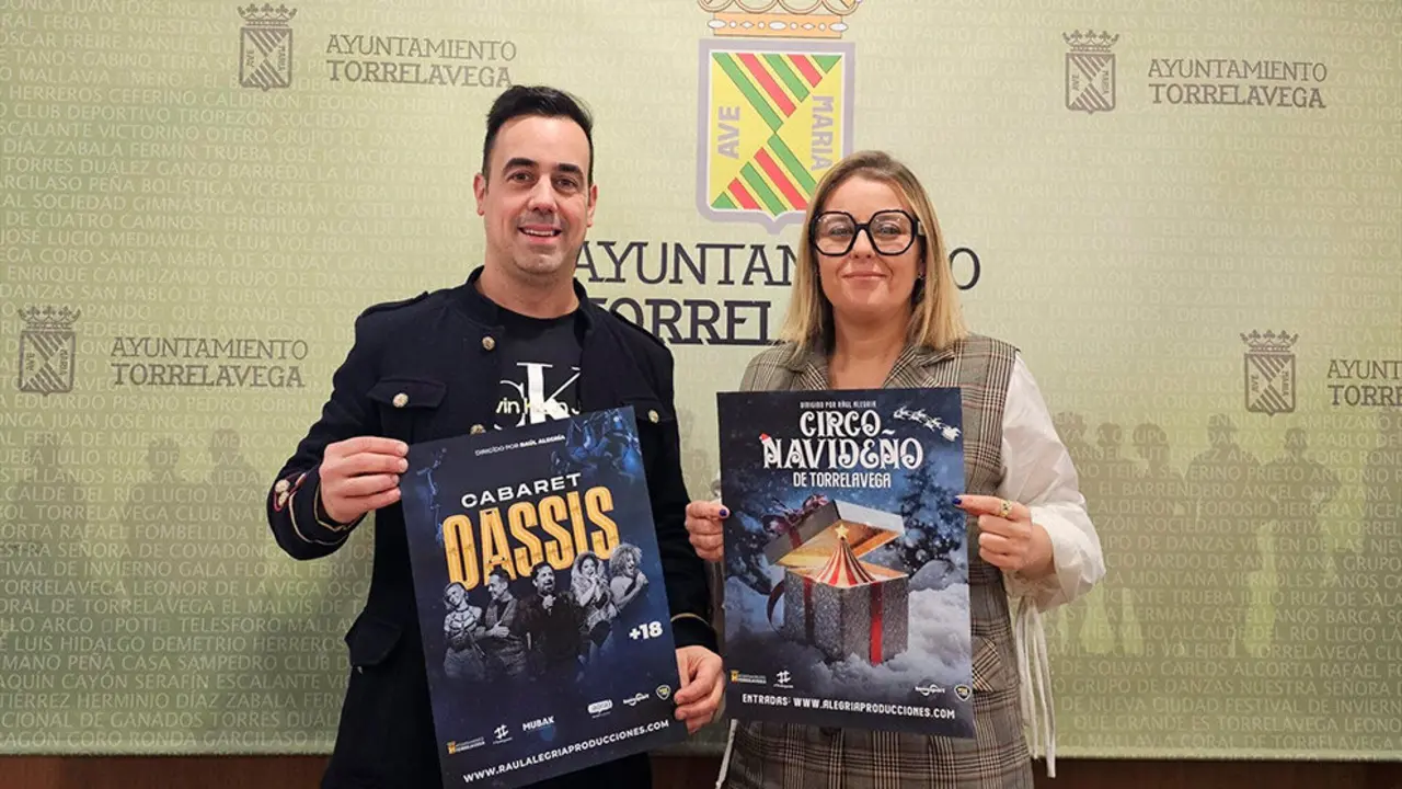 La concejala Cristina García Viñas y Raúl Alegría presentan el Circo de la Navidad y el Cabaret