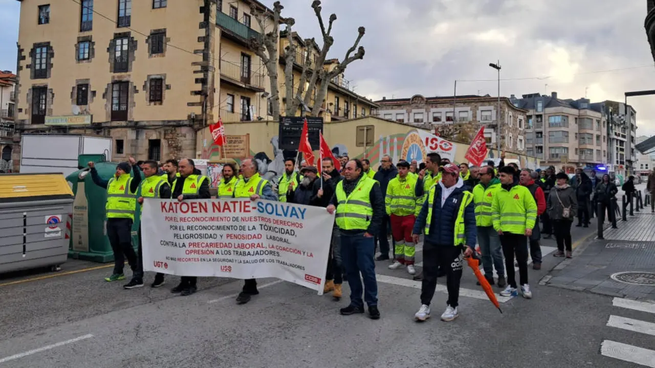 Manifestación de la plantilla de Katoen Natie el pasado 23 de diciembre en Torrelavega