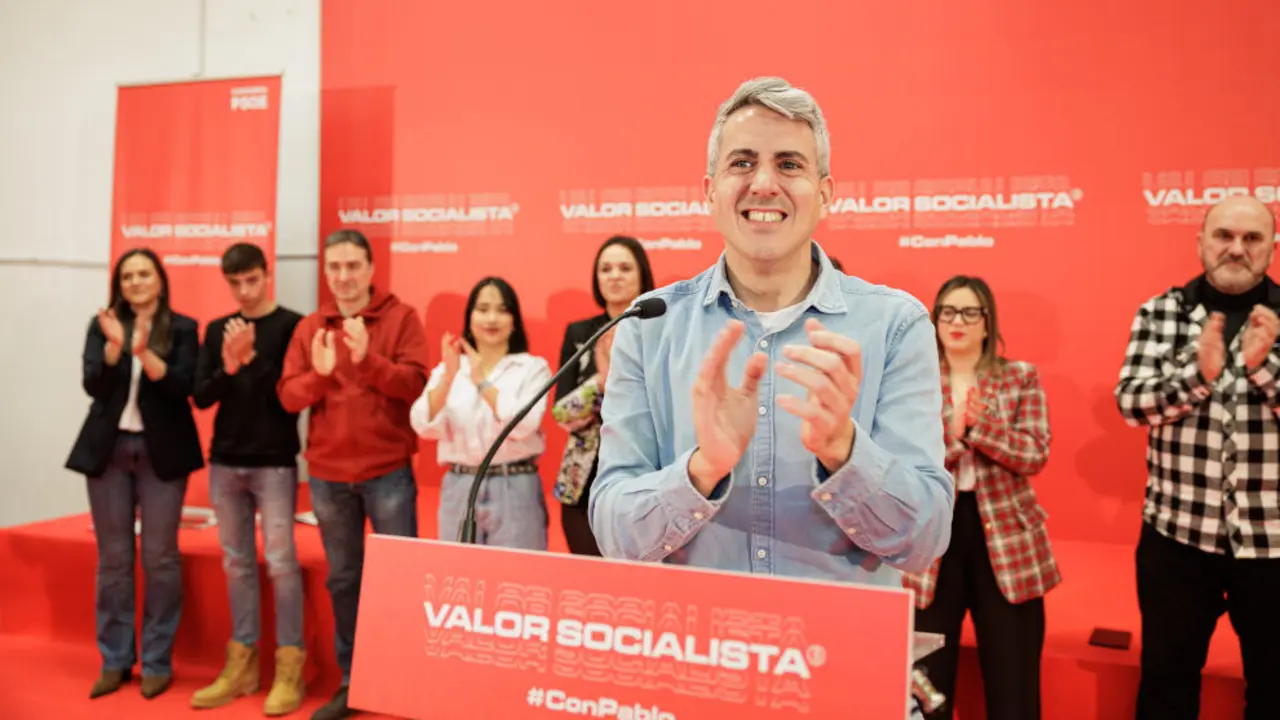 El secretario general del PSOE, Pablo Zuloaga, durante la presentación de su candidatura a su tercer mandato