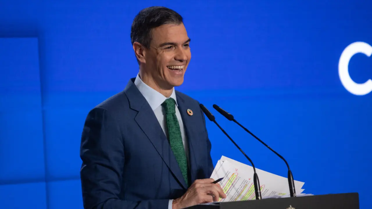 El presidente del Gobierno, Pedro Sánchez, durante una rueda de prensa